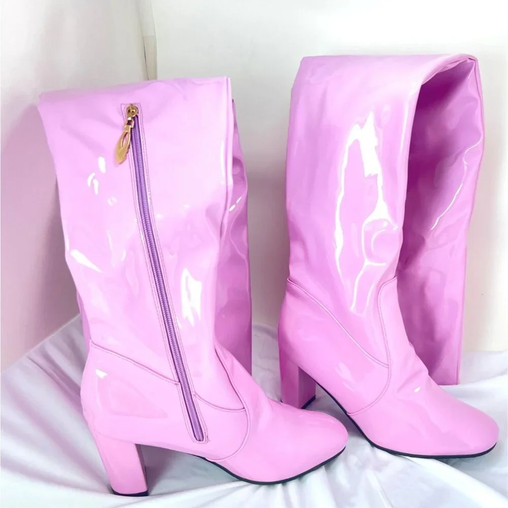 Pink Thigh High Boots Over the Knee Platforms Go Go Boots Size 42